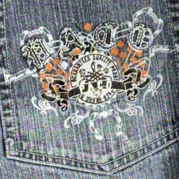 Paco Jeans Distressed Denim Baggy Pants Mens 36x31 Vintage Embroidered - Picture 7 of 10